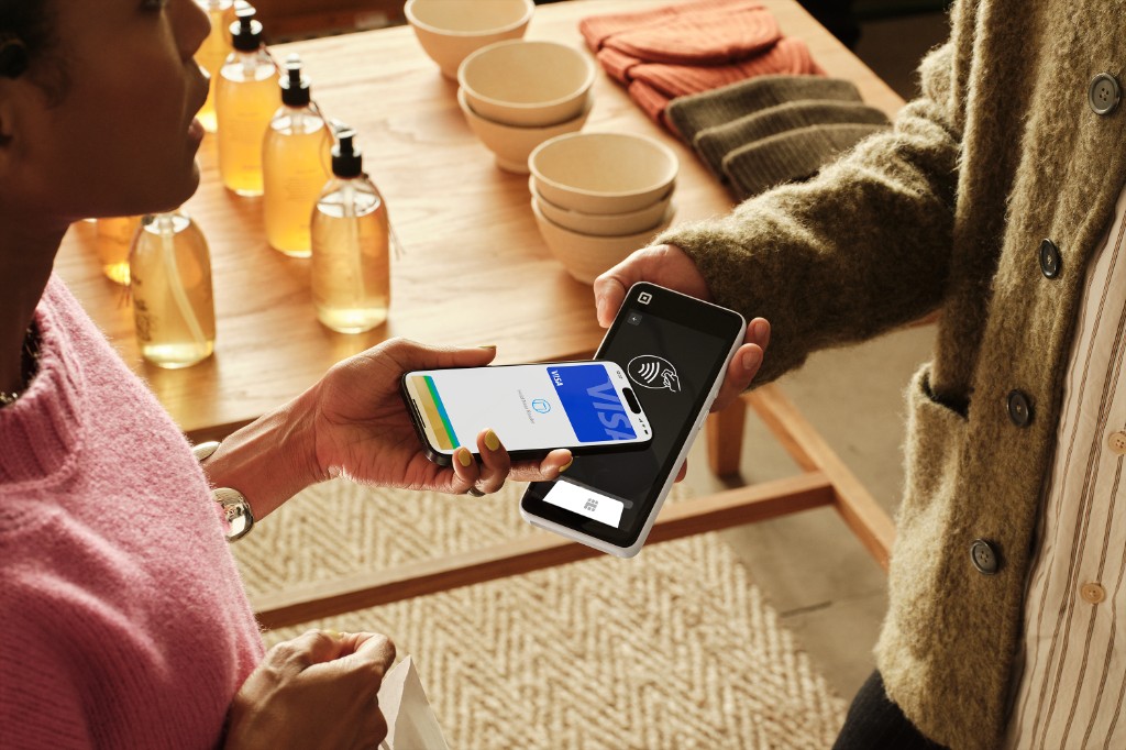 Square handheld contactless payment in a home setting