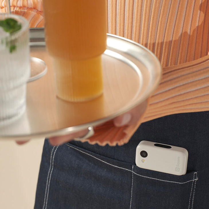 Square handheld Terminal showing checkout total