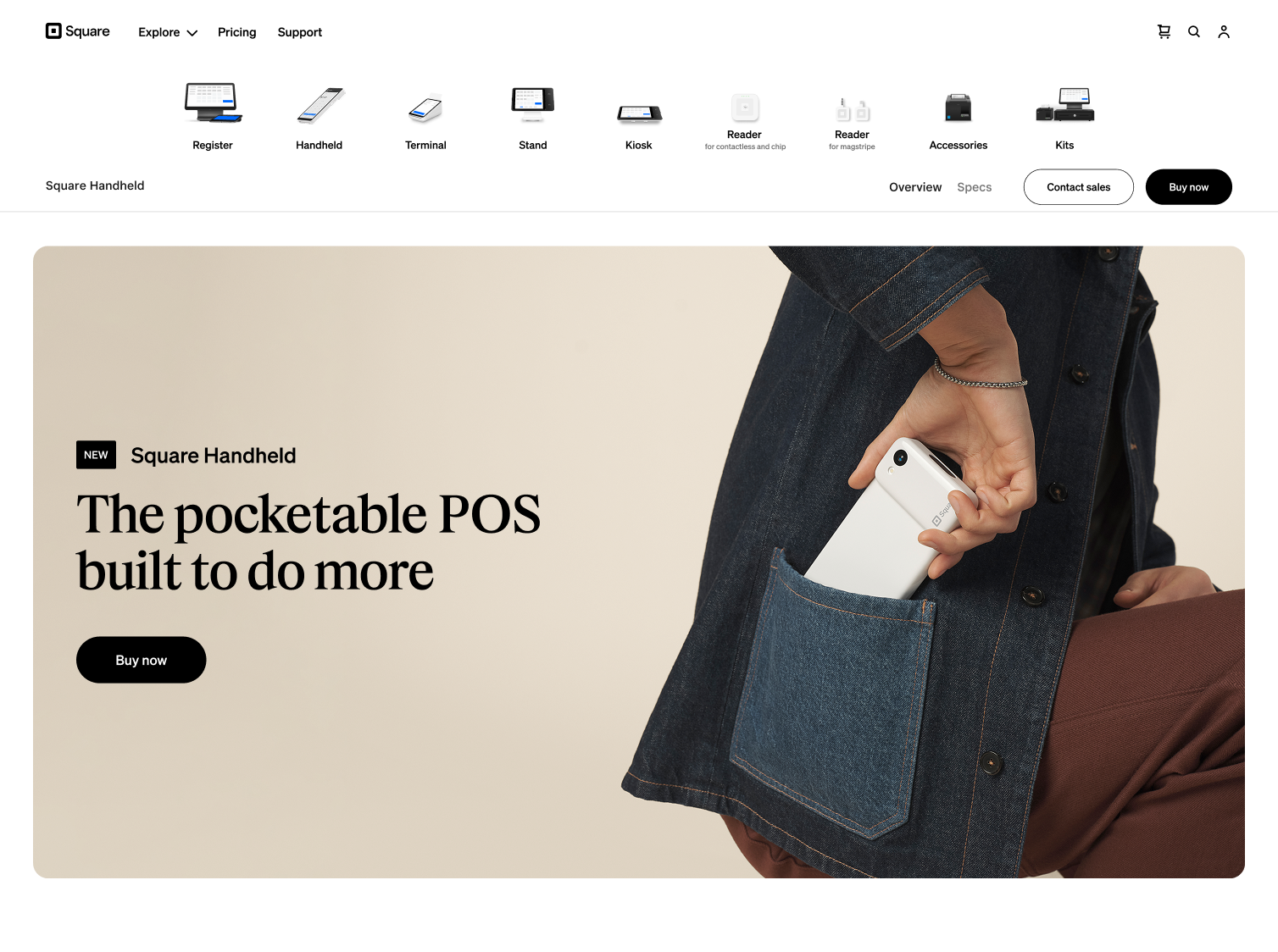 Square Handheld product landing page